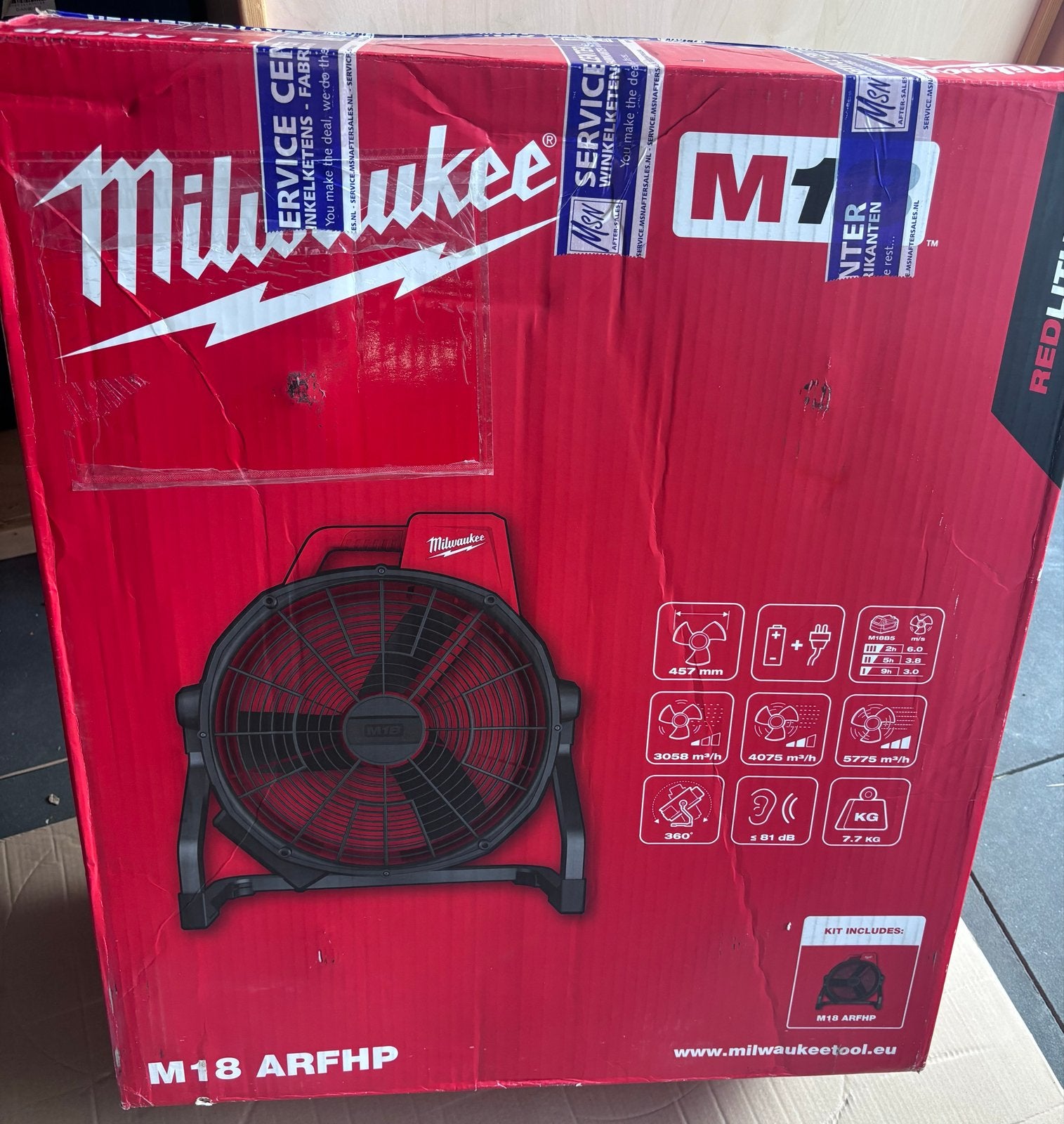 Milwaukee M18 ARFHP Ventilator - Nieuw in doos, Ophalen of Verzenden, Nieuw, Vloerventilator