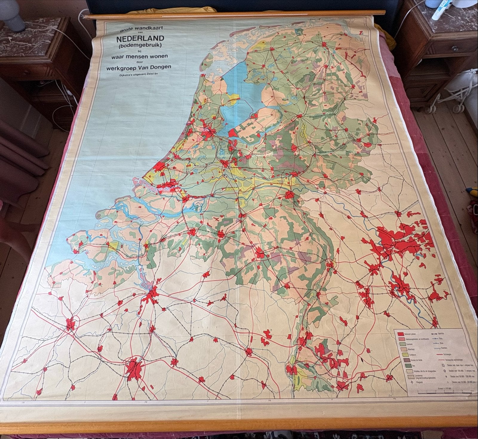 Grote Historische Wandkaart Nederland (Bodemgebruik), Boeken, Atlassen en Landkaarten, Ophalen, 1800 tot 2000, Nederland, Landkaart