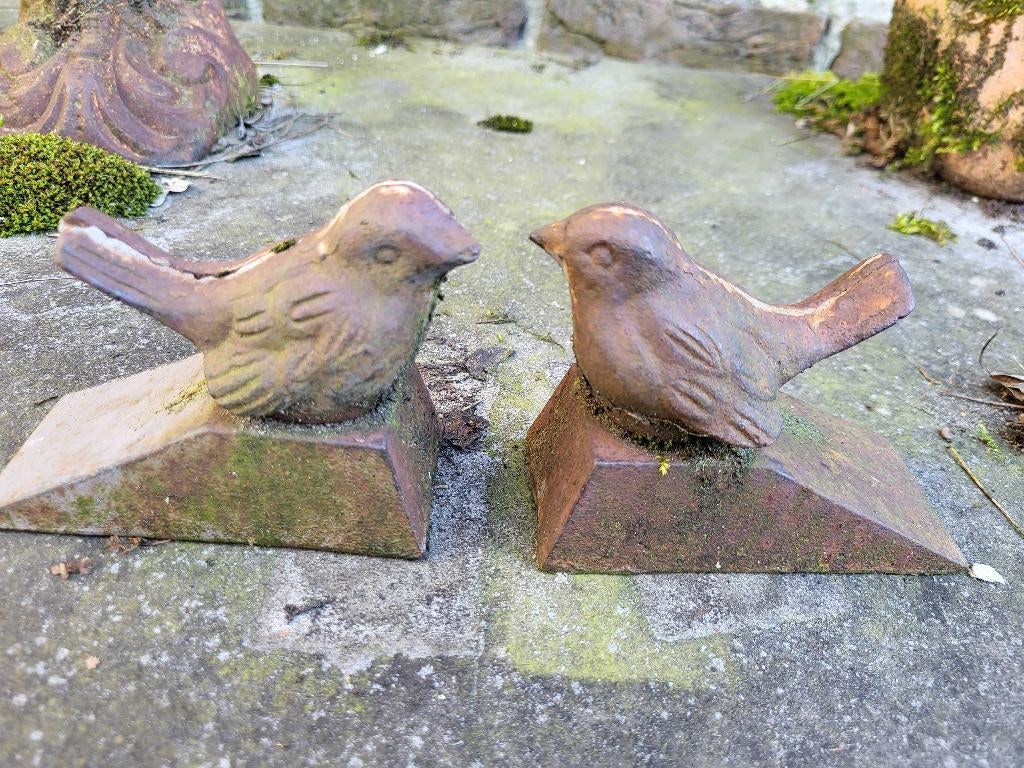 Vintage Vogels van metaal - Deurvastzetter (2x), Ophalen of Verzenden