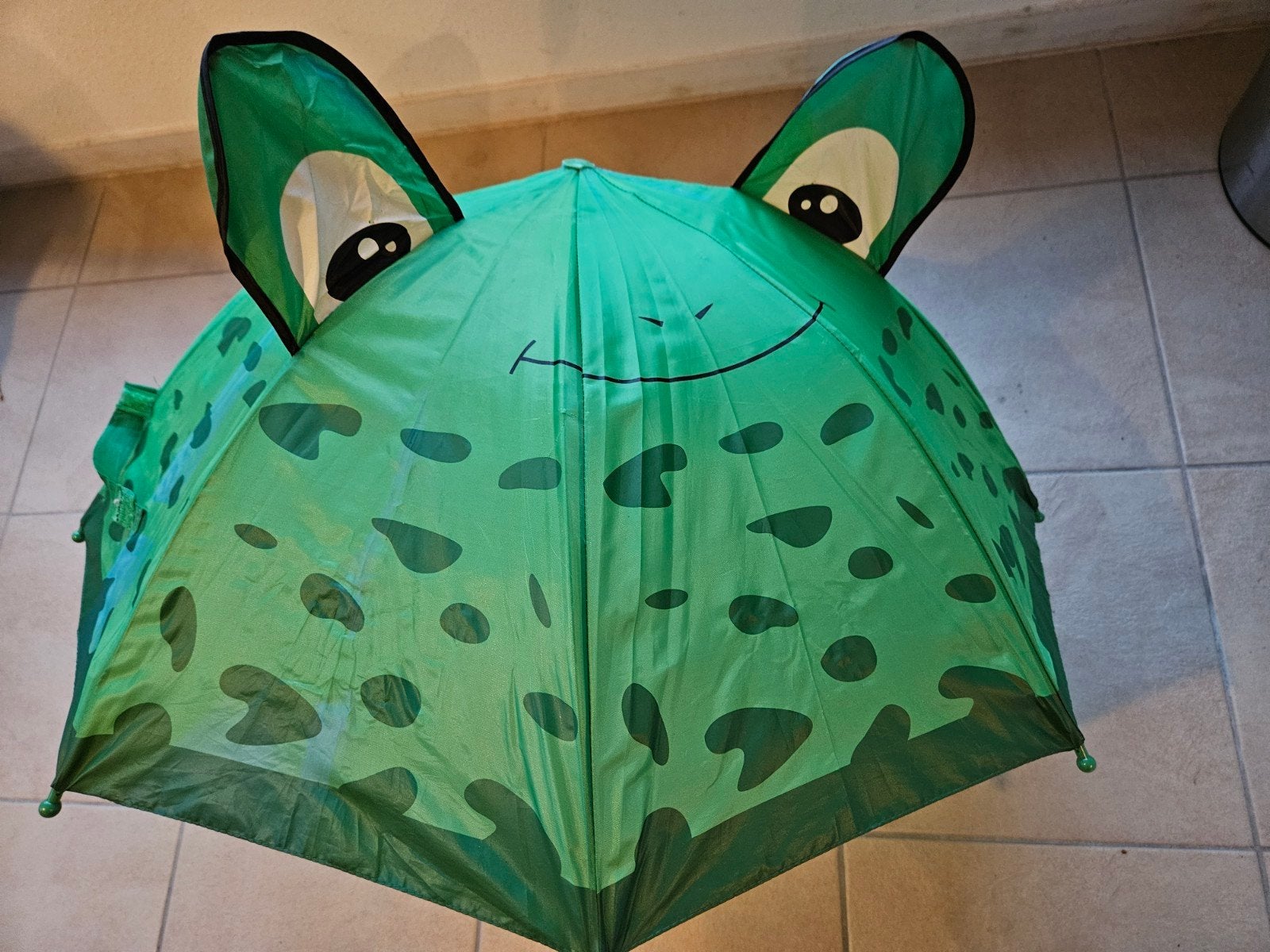 Perfecte staat kinderparaplu in de vorm van een kikker, Sieraden, Tassen en Uiterlijk, Ophalen, Gebruikt, Groen
