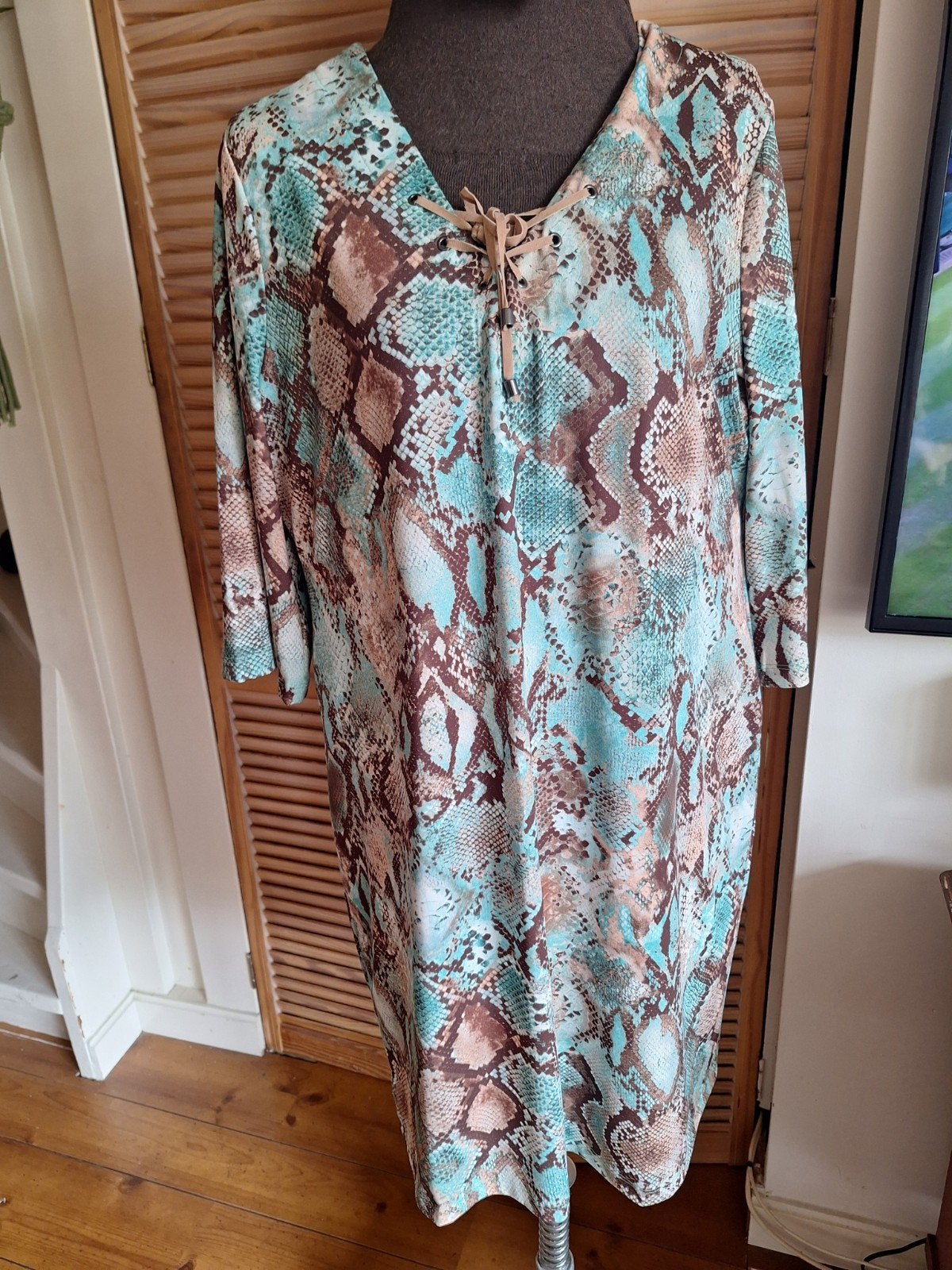 Jurk kreukvrij stretch maat 44 46, Blauw, Maat 46/48 (XL) of groter, Ophalen of Verzenden, Zo goed als nieuw
