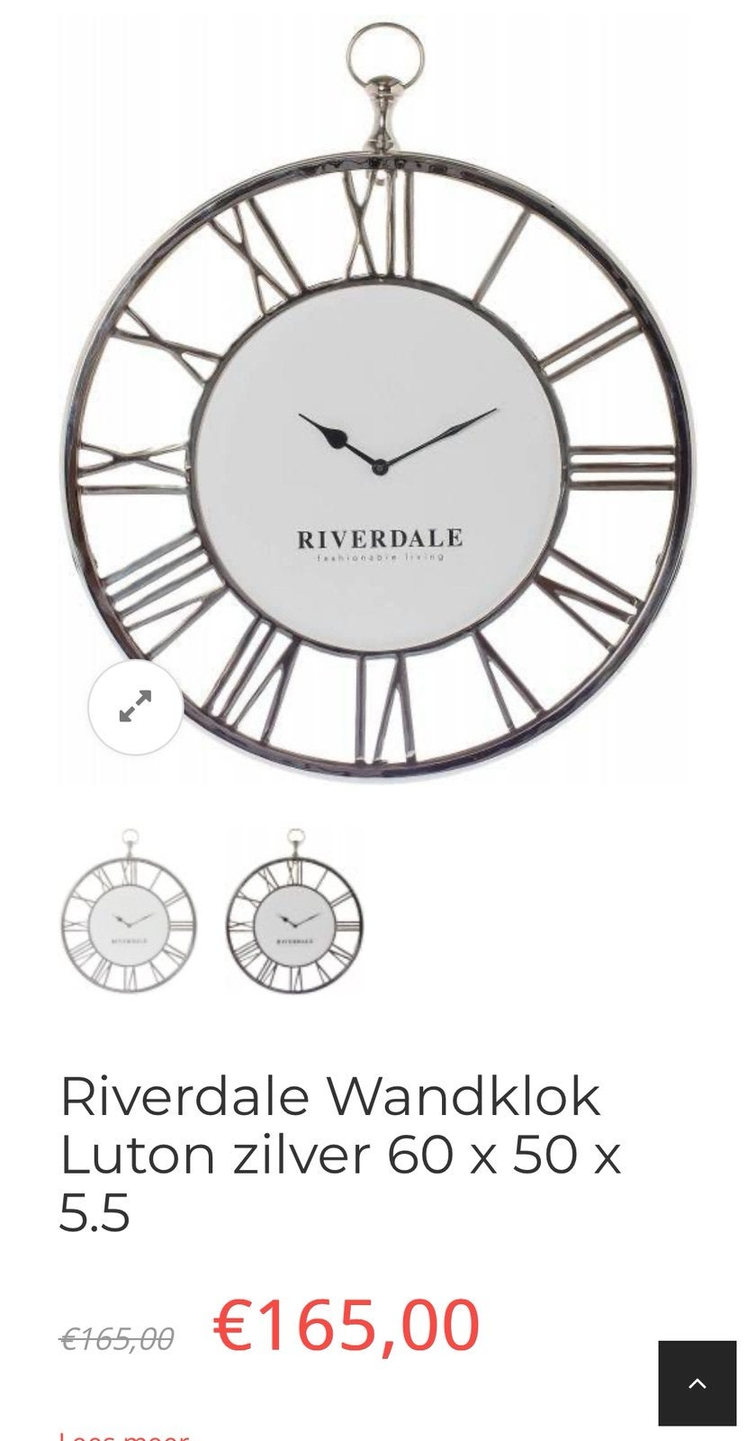 Riverdale Luton wandklok 60cm, Ophalen, Zo goed als nieuw, Wandklok