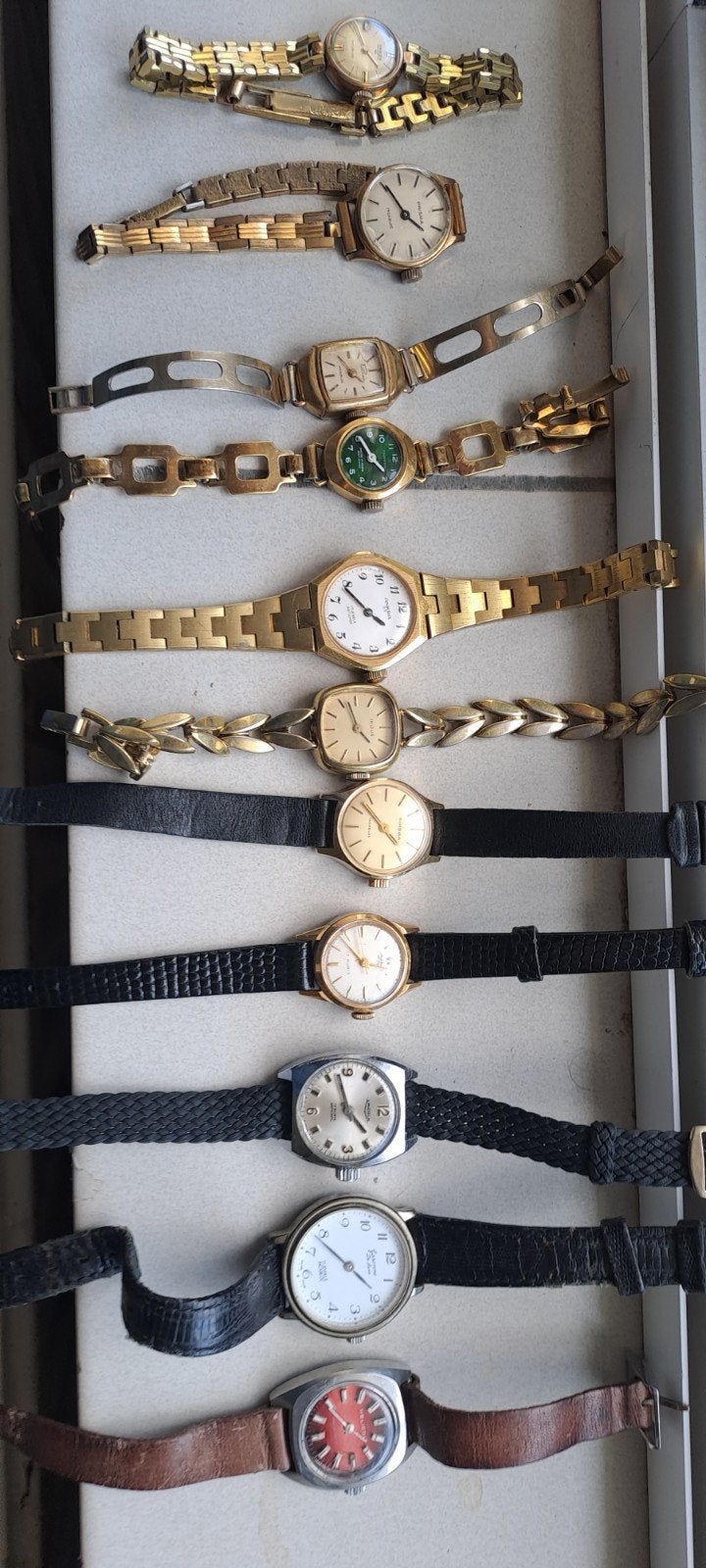 Horloges verzameling van Vintage  opwindbaar, Ophalen of Verzenden, Gebruikt, Leer, Overige merken