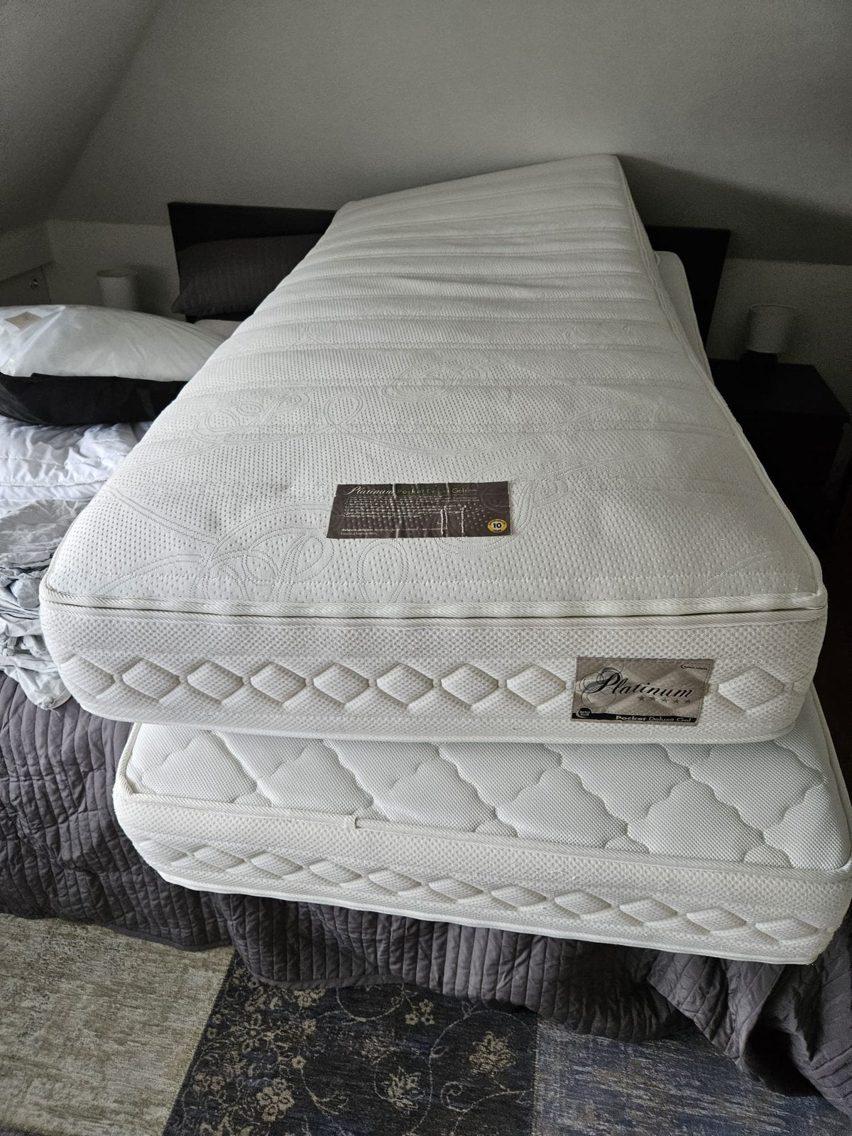 2x Platinum Pocket Deluxe Gel matrassen 90x210 cm, Ophalen, Eenpersoons, 210 cm, 90 cm