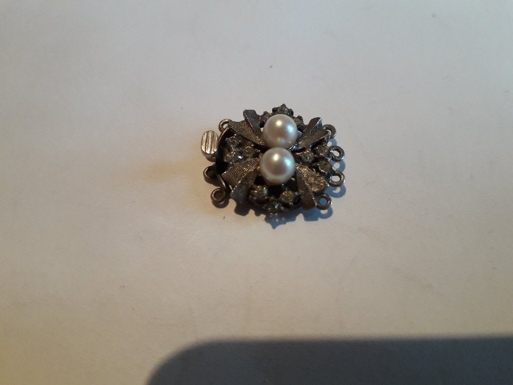 VINTAGE STERLING ZILVEREN SLUITING met PARELS I.Z.G.ST 10 E, Ophalen of Verzenden, Zo goed als nieuw, Zilver, Zilver
