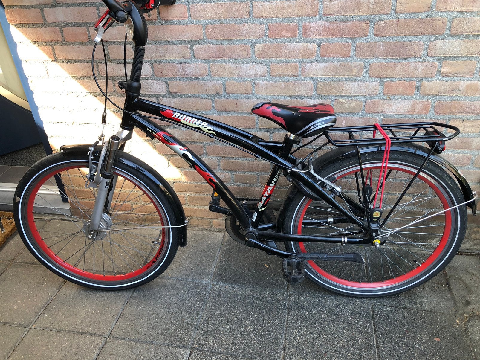 Jongensfiets Batavus 24 inch zwart/rood, Ophalen, Gebruikt, 24 inch