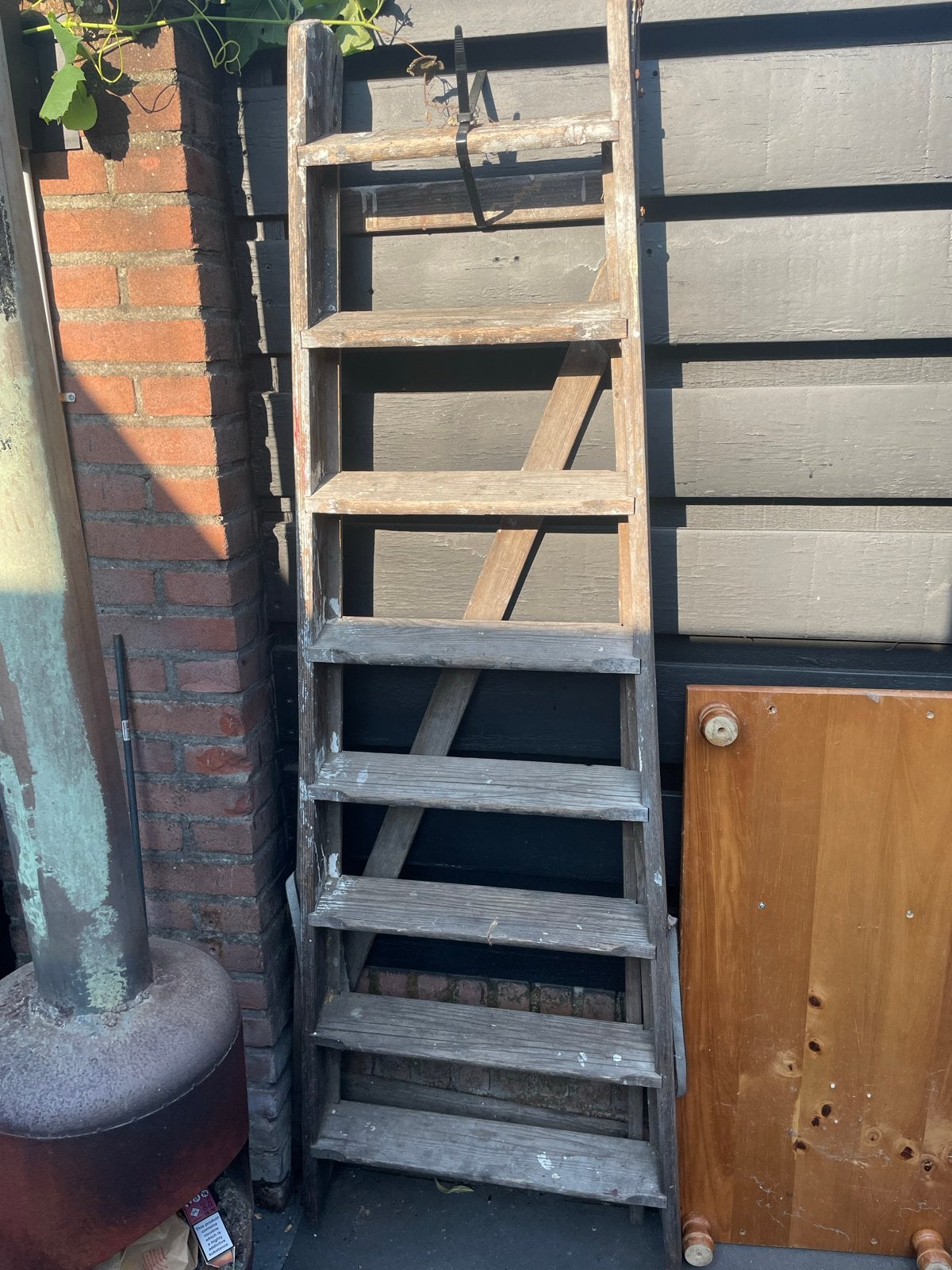 Oude houten schilders trap, Doe-het-zelf en Verbouw, Ladders en Trappen, Ophalen, Gebruikt, Trap, Minder dan 2 meter