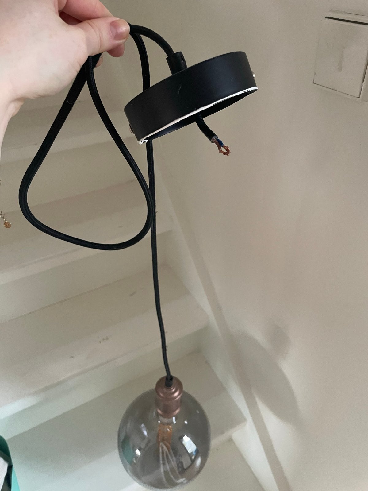 Glazen bol lamp met E27 fitting - Philips, Ophalen, Gebruikt, Glas, E27 (groot)