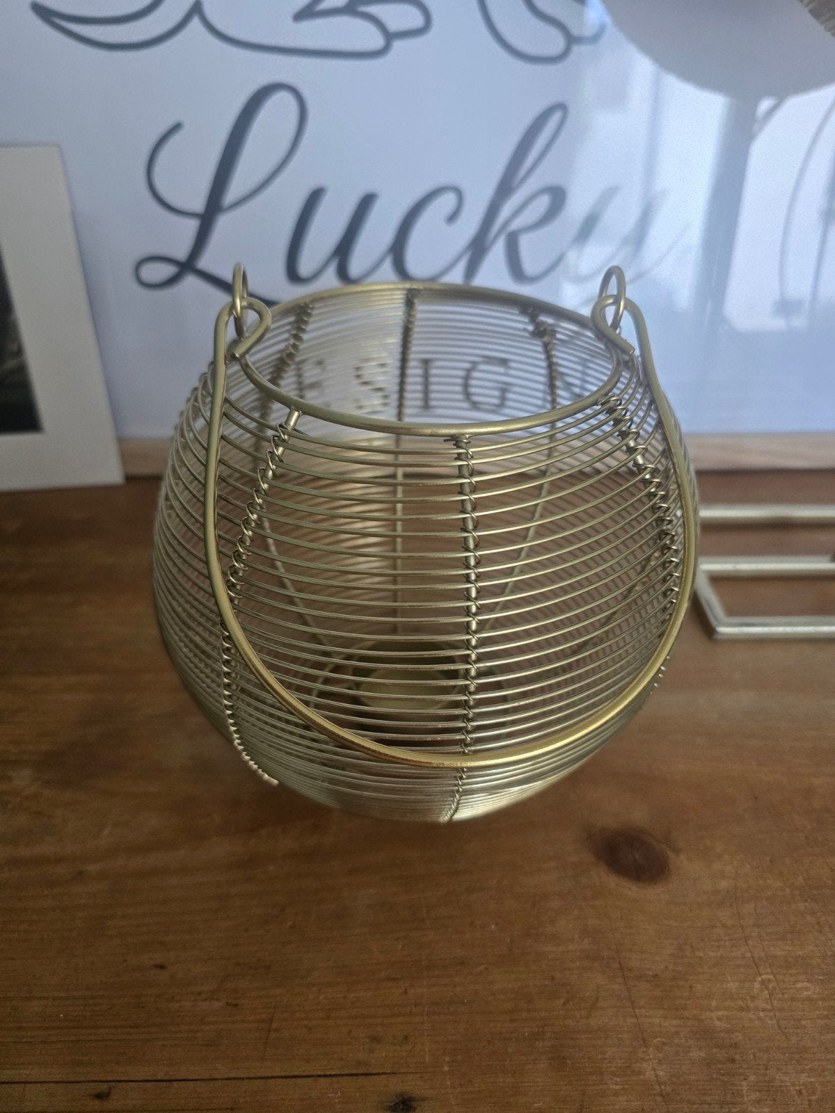 Goud windlicht, Huis en Inrichting, Woonaccessoires | Kandelaars en Kaarsen, Ophalen of Verzenden