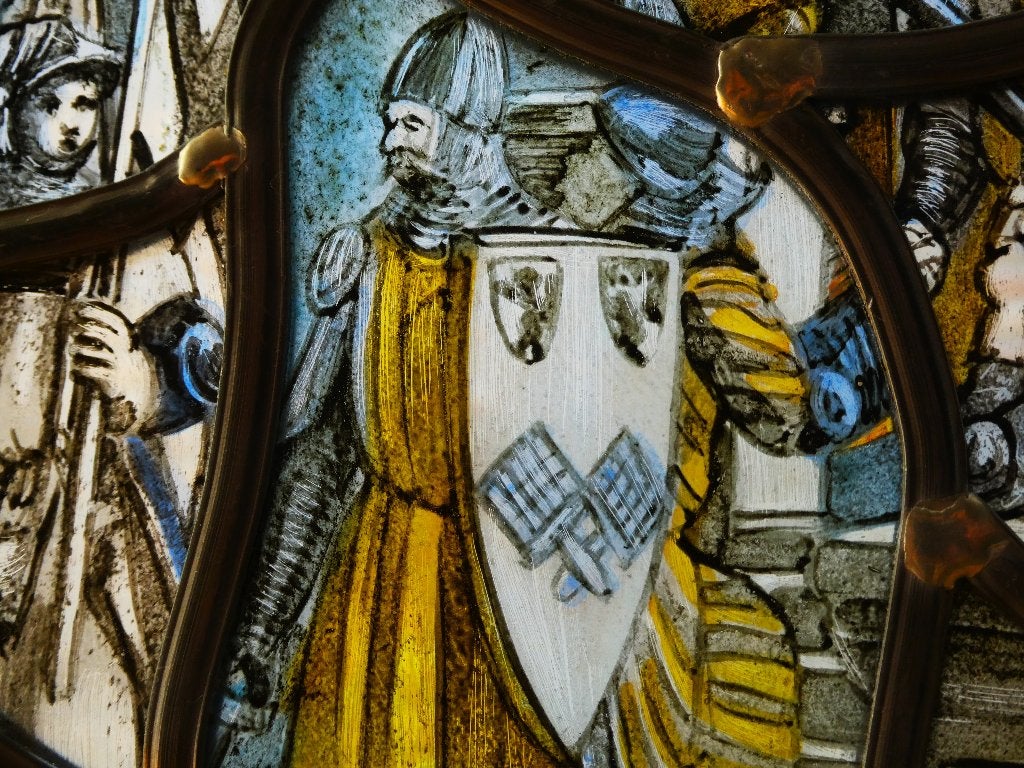 Glas in lood raamhanger Ridders heraldiek ridder schild, Antiek en Kunst, Ophalen of Verzenden