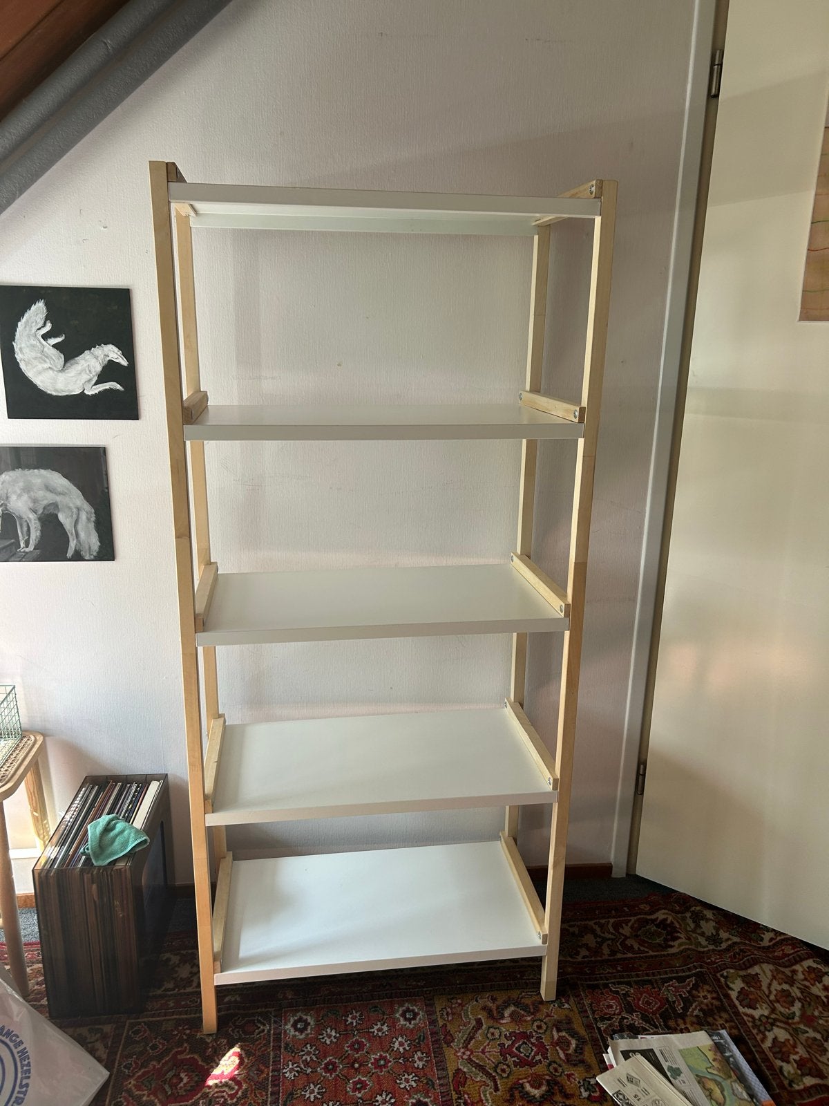 IKEA Kast met 5 planken - Hout en wit, Ophalen, Met plank(en), Minder dan 50 cm, Gebruikt