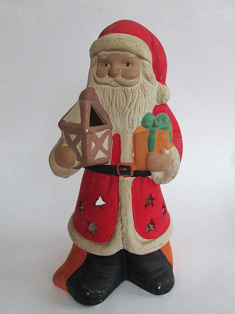 Retro keramiek Kerstman waxinelichthouder van de jaren '70, Diversen, Kerst, Ophalen of Verzenden