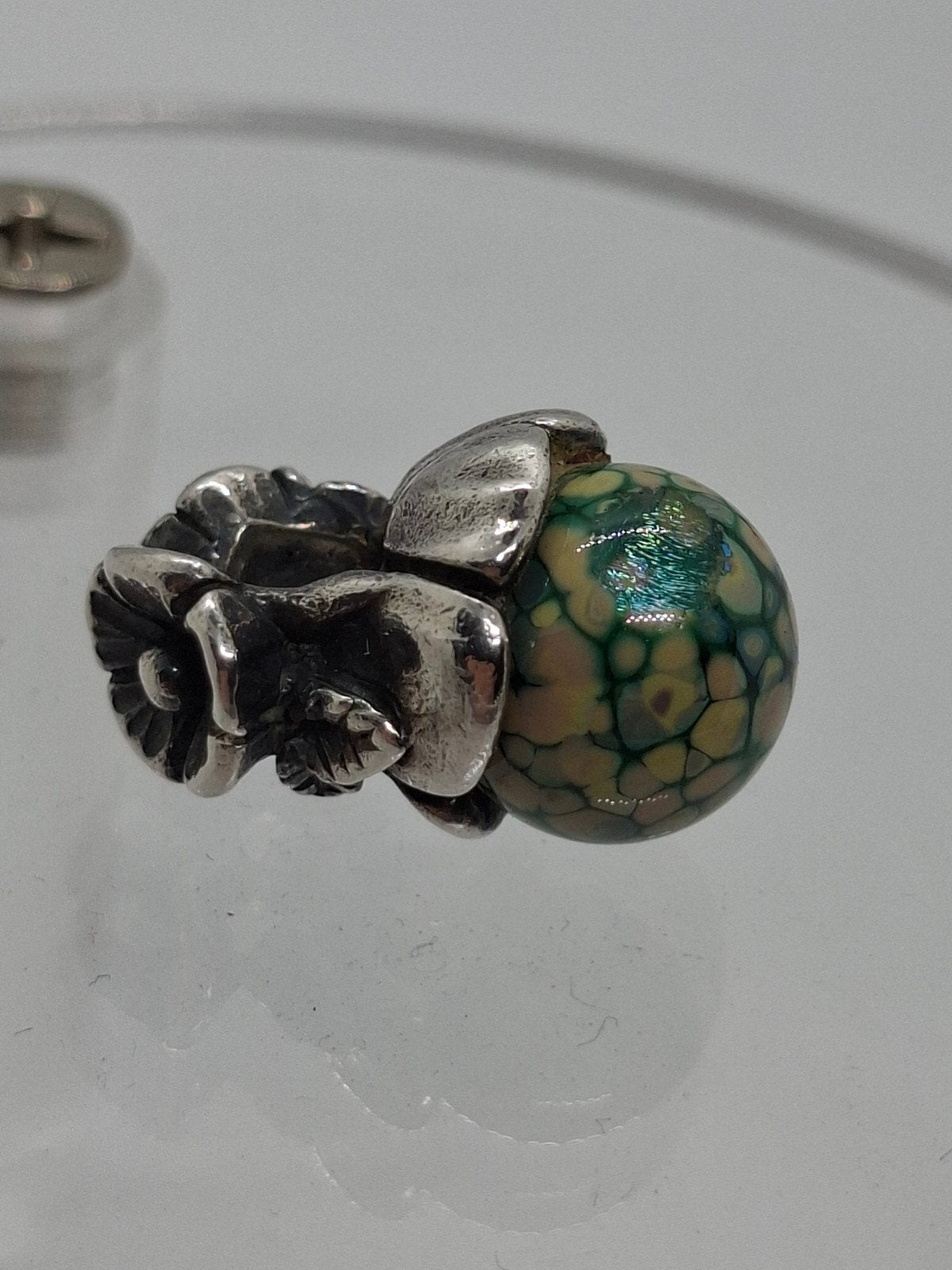 Trollbeads Zilveren Vergeet-mij-niet Kraal LAA 925, 1 bedel, Ophalen of Verzenden, Zilver, Trollbeads