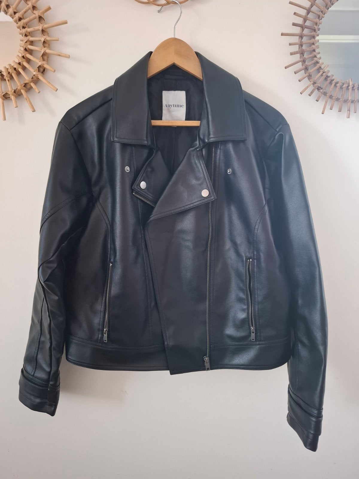 Anytime dames bikerjack maat 42, Kleding | Dames, Jassen | Zomer, Zo goed als nieuw, Maat 42/44 (L), Zwart, Ophalen of Verzenden
