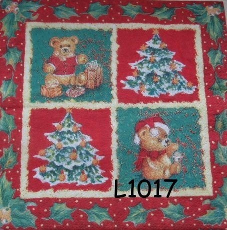 Servetten decoupage/bullet journal - beren kerst L1017, Verzenden, Nieuw