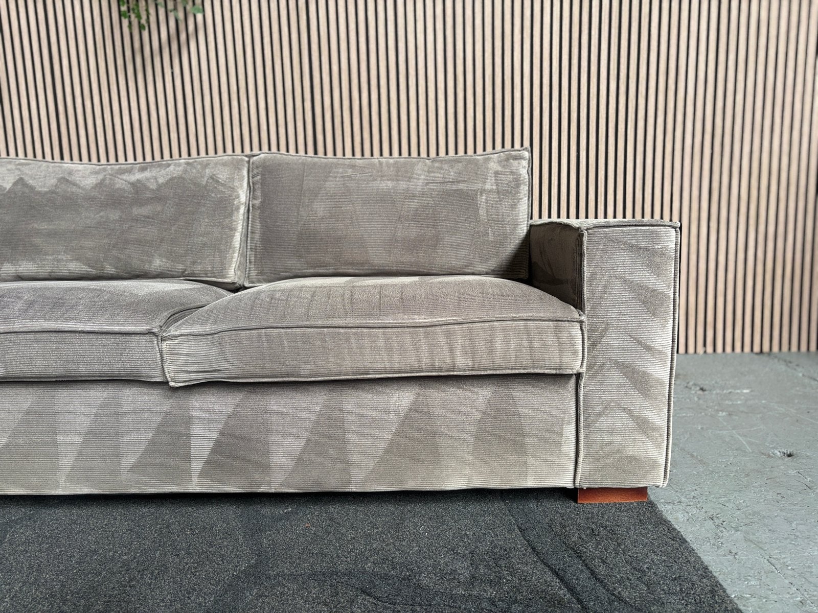 GRATIS LEVERING Ribstof Hoekbank Grijs 285x200 GEREINIGD, 250 tot 300 cm, Ophalen of Verzenden, Zo goed als nieuw, 150 cm of meer