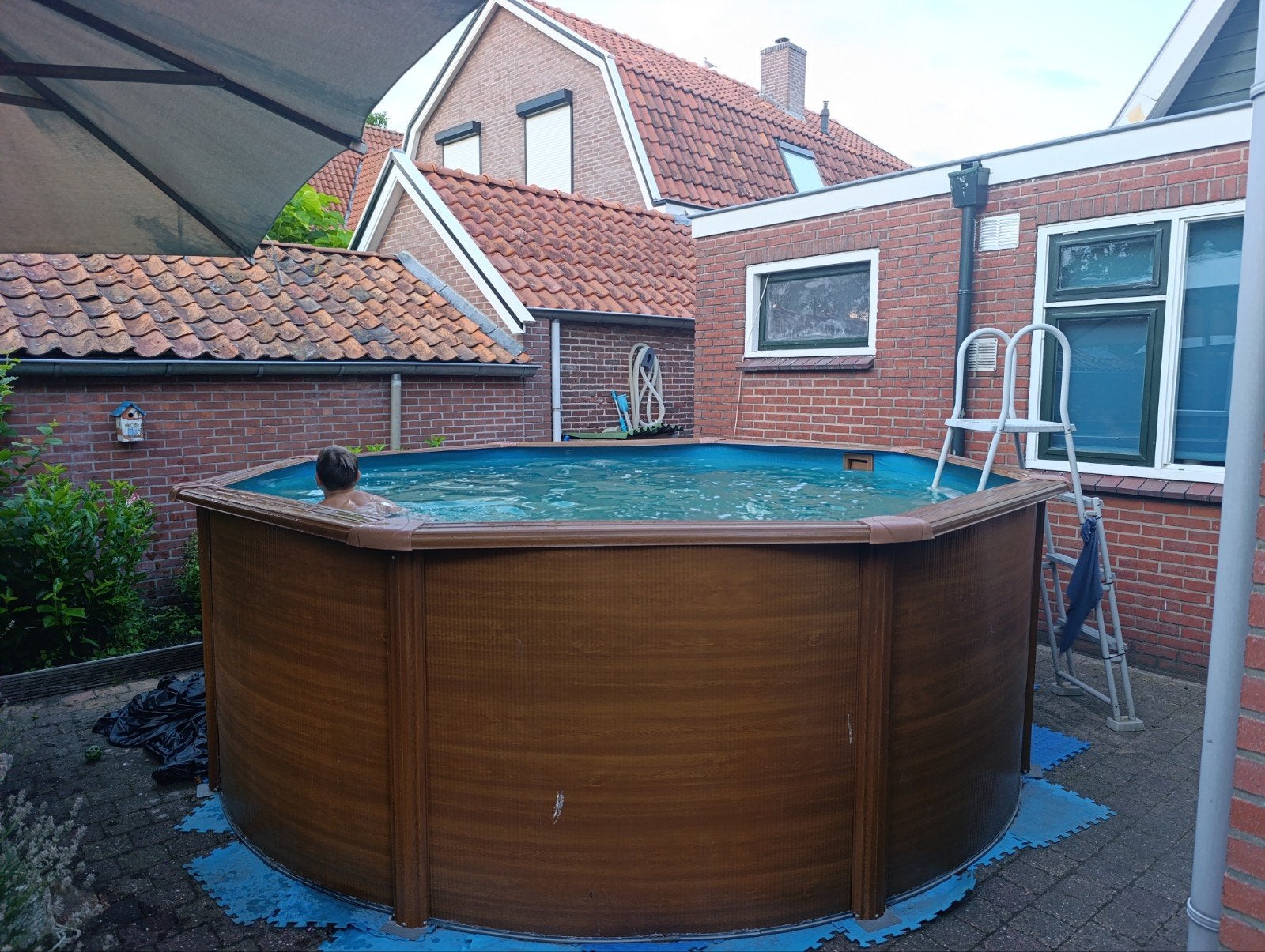 Rond opzetzwembad 360x120cm met warmtepomp en toebehoren, Gebruikt, Rond, 300 cm of meer, Opzetzwembad