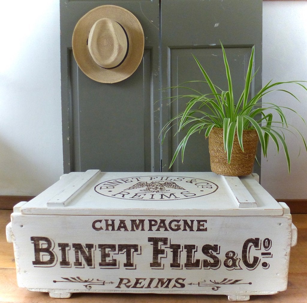 Grote kist / salon tafel Binet Fils champagne / vintage, Huis en Inrichting, Woonaccessoires | Kisten, Minder dan 50 cm, 50 tot 100 cm