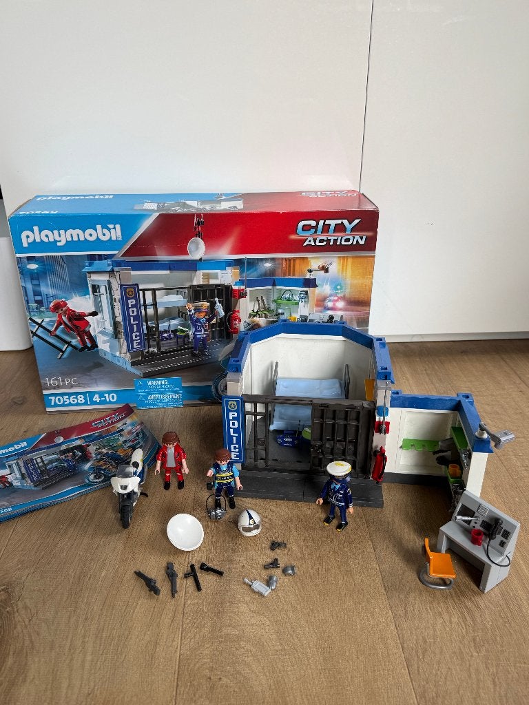 Playmobil 70568 Politiebureau met Gevangenis + Doos, Gebruikt, Gebouw, Complete set, Ophalen of Verzenden