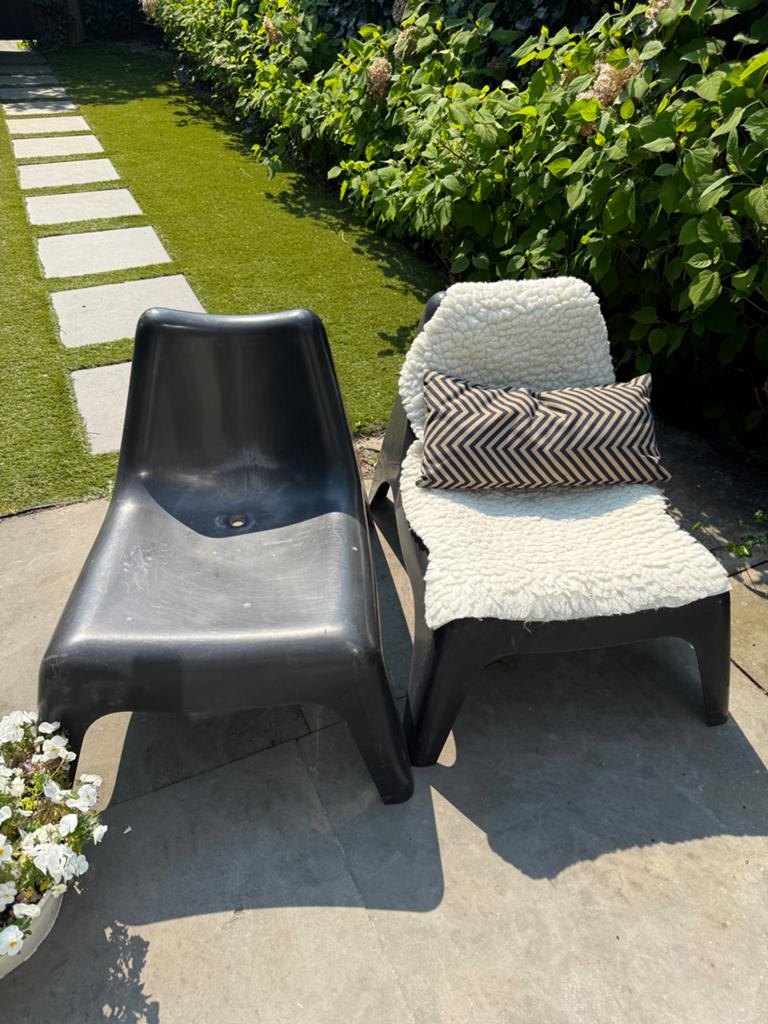 Ikea buiten stoel zwart, Tuin en Terras, Tuinstoelen, Ophalen of Verzenden, Gebruikt, Kunststof