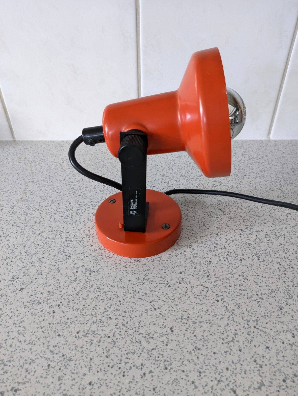 Vintage Philips NWS 35 Kopspiegellamp - Oranje, Antiek en Kunst, Antiek | Lampen, Ophalen of Verzenden