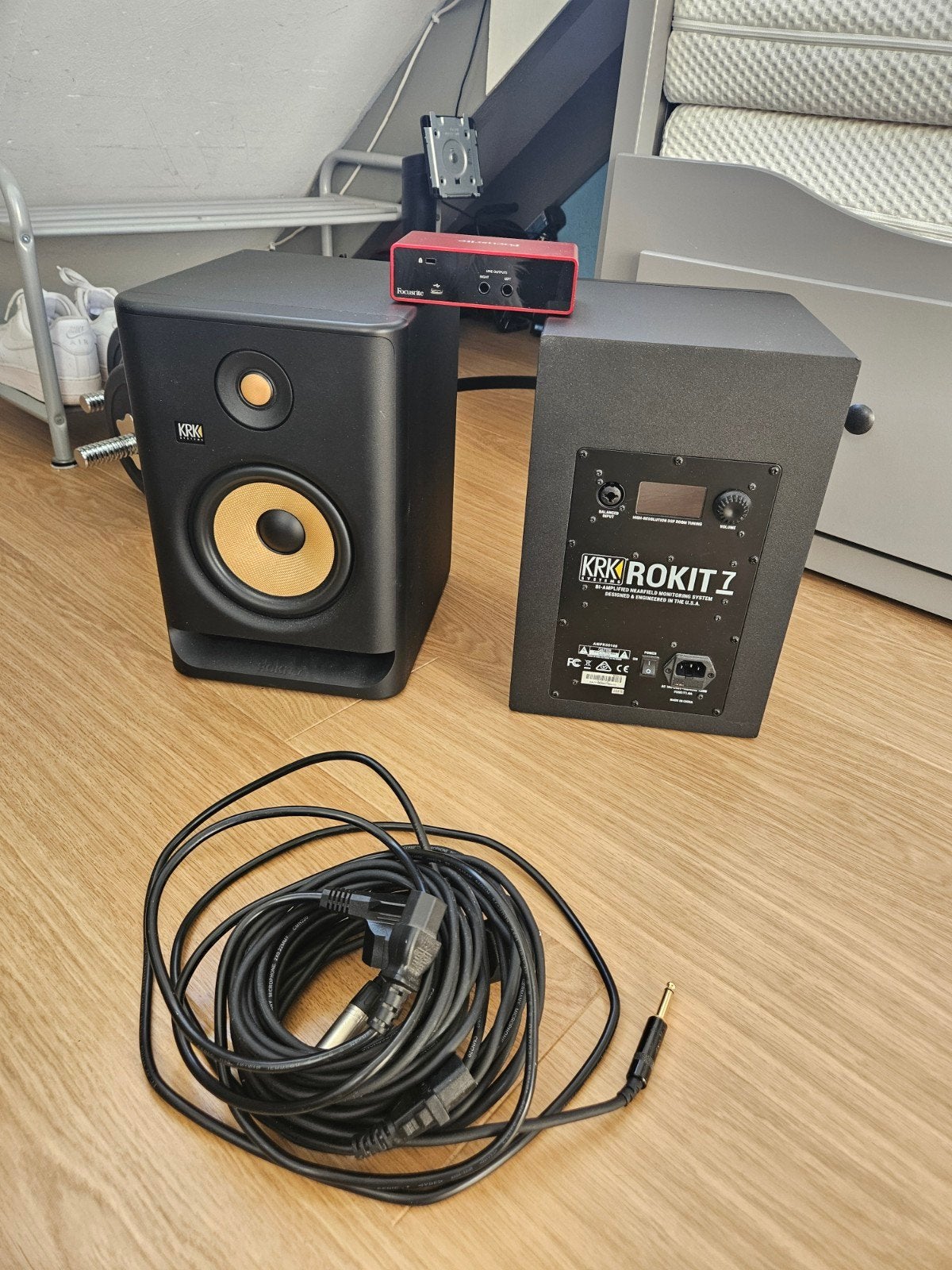 KRK RP7 G5 Studio Monitoren  met Focusrite Scarlett solo, Ophalen, Zo goed als nieuw, KRK