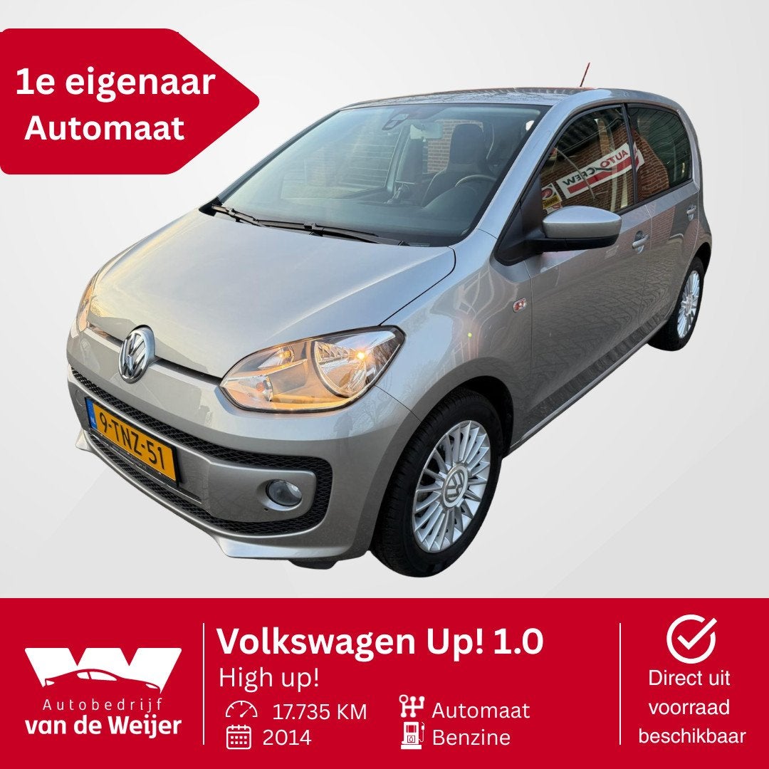 Volkswagen Up! 1.0 high up! NL-Auto 1e Eigenaar NAP-OK 17.00, Euro 5, Stof, Gebruikt, 4 stoelen