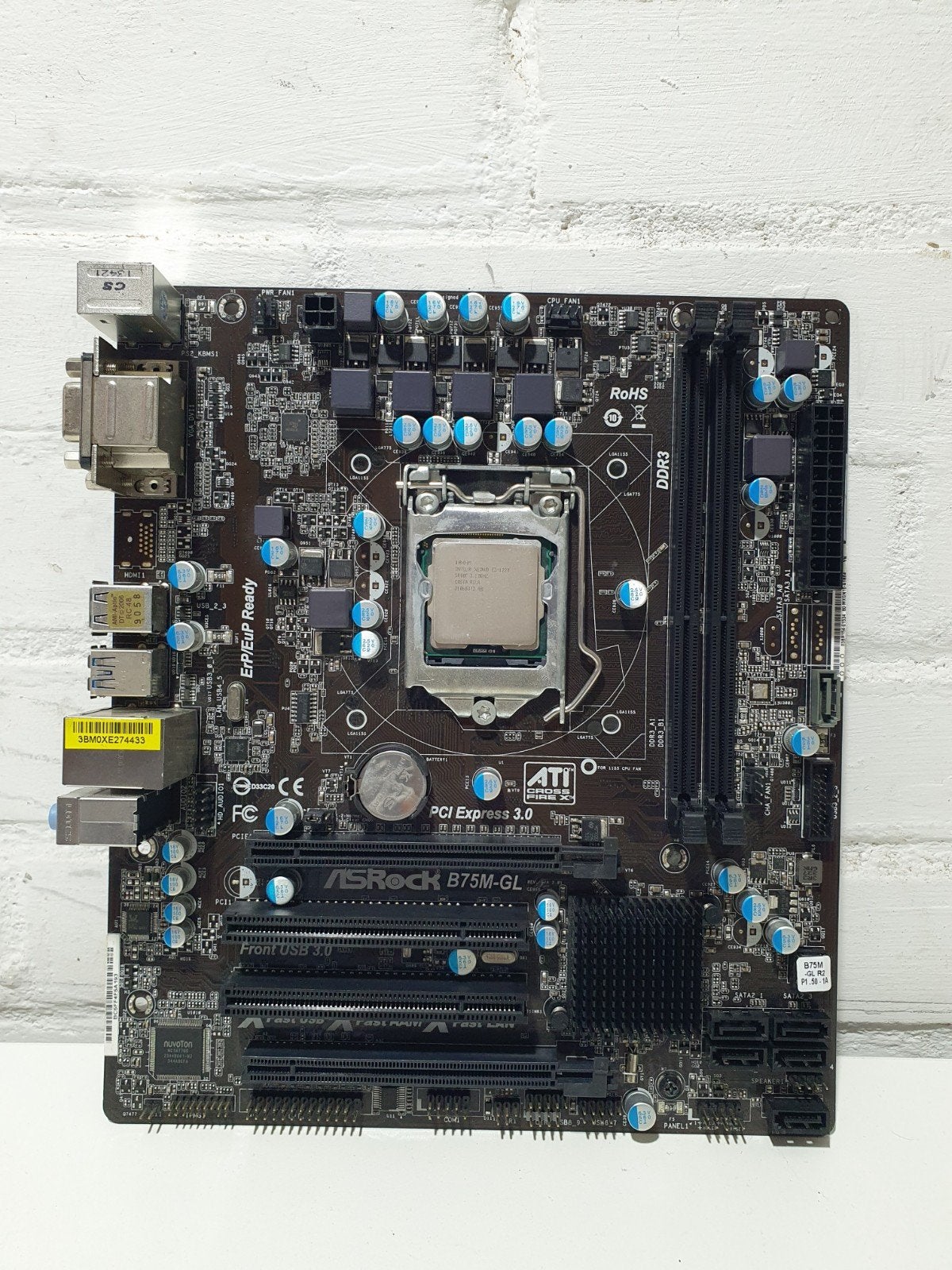 ASRock B75M-GL Moederbord (LGA1155) + Intel Xeon E3-1220 CPU, ., DDR3, Ophalen of Verzenden, Zo goed als nieuw