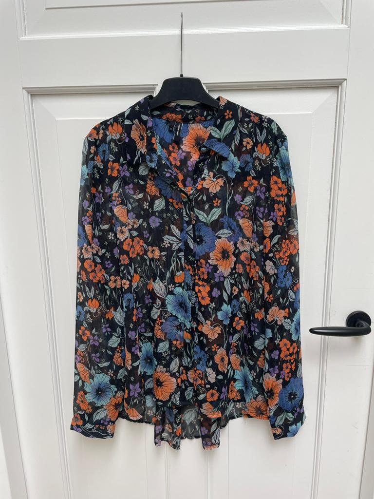 ZGAN: See-through gebloemde blouse, zomerblouse, Ophalen of Verzenden, Zo goed als nieuw, Maat 38/40 (M), Overige kleuren