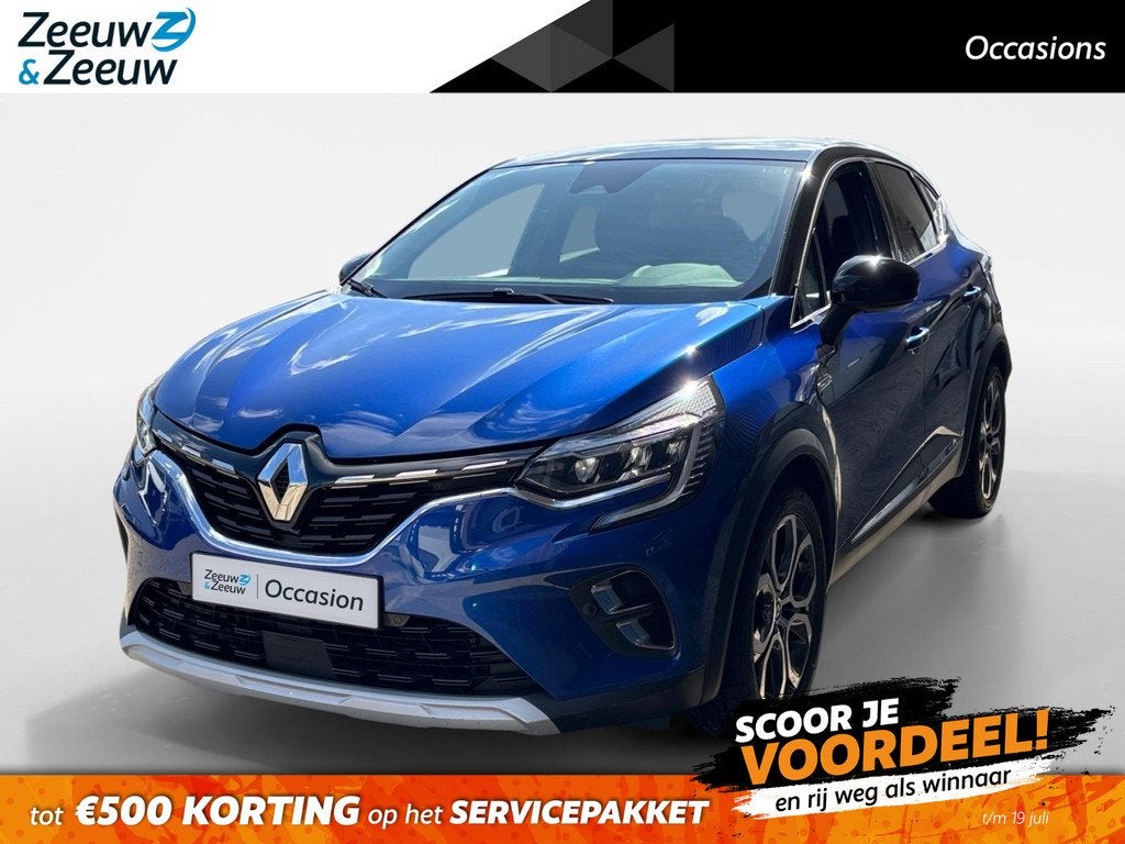 Renault Captur 1.6 E-Tech plug-in hybrid 160 techno | Apple, Auto's, Renault, 12 maanden, Gebruikt, Blauw, Leder en Stof