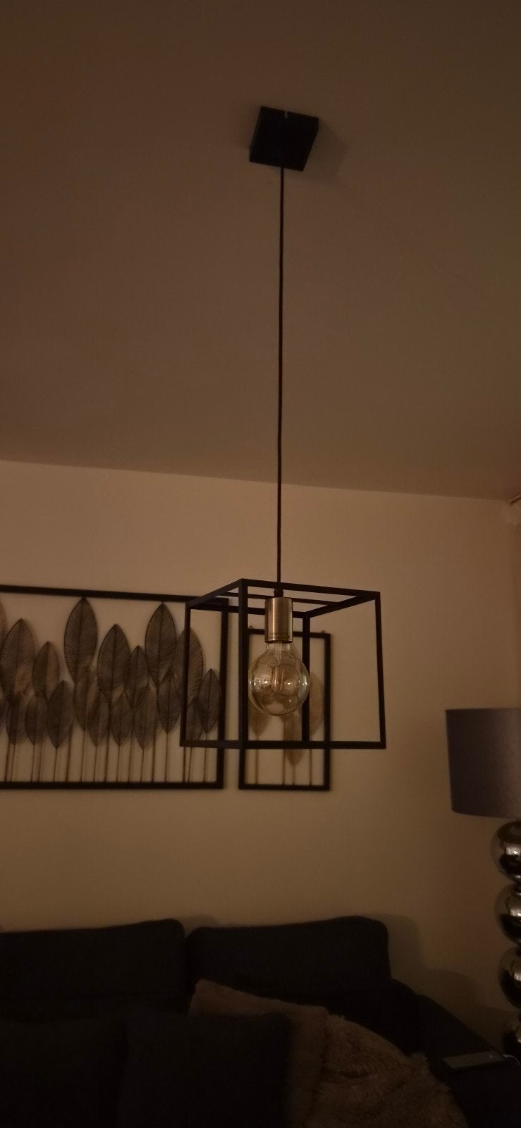 Moderne hanglamp met open kubus design, Ophalen, Modern, Industrieel, Minimalistisch, E27 (groot), Zo goed als nieuw