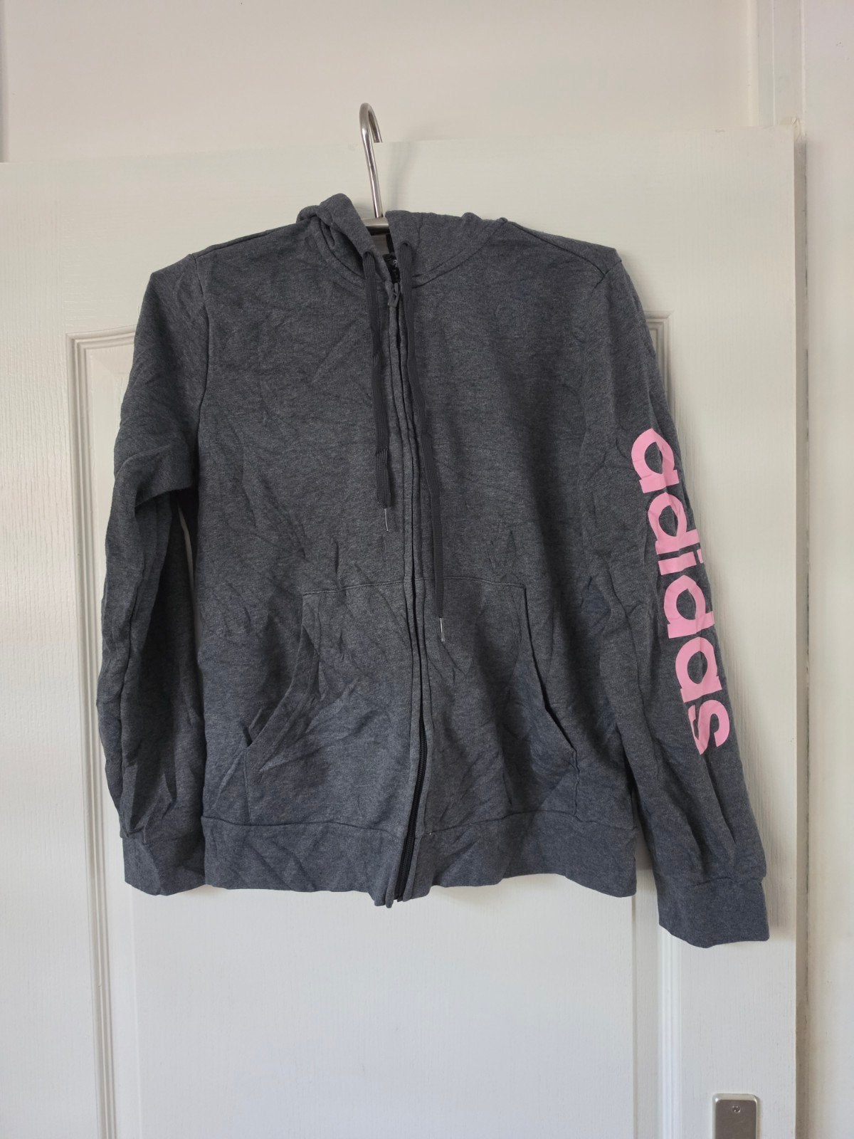 Adidas Hoodie Grijs met Roze Logo - Maat L, Ophalen of Verzenden
