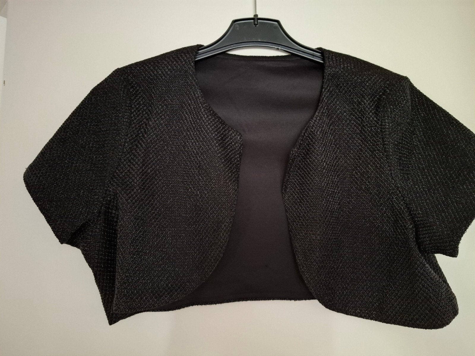 Zwart mooie bolero met glansdraad voor over jurk, Ophalen, Zwart, Nieuw, Korte mouw