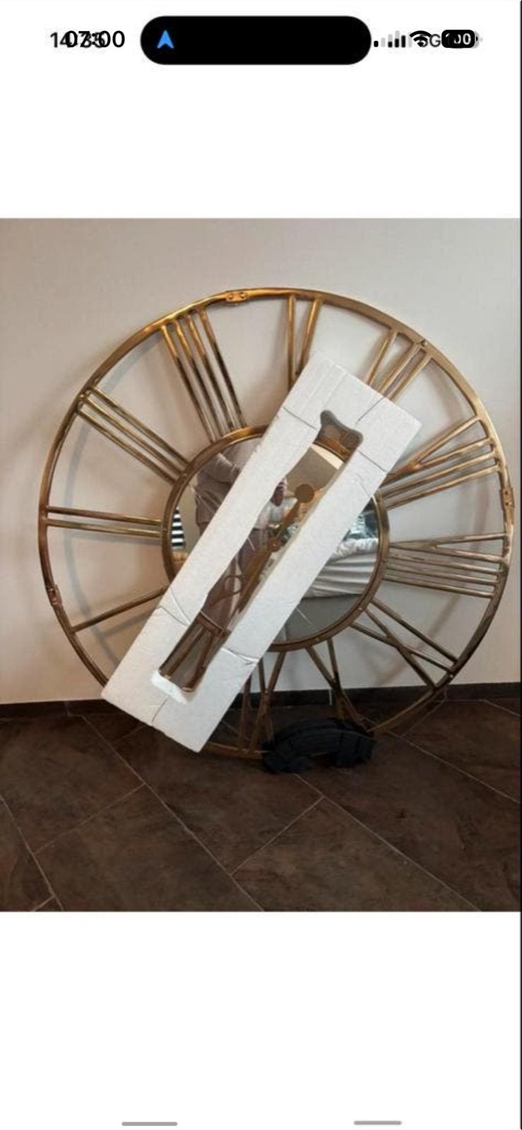 Kare Design Wandklok Giant Gouden 120cm, Ophalen, Goud, Analoog, Werkt op batterijen