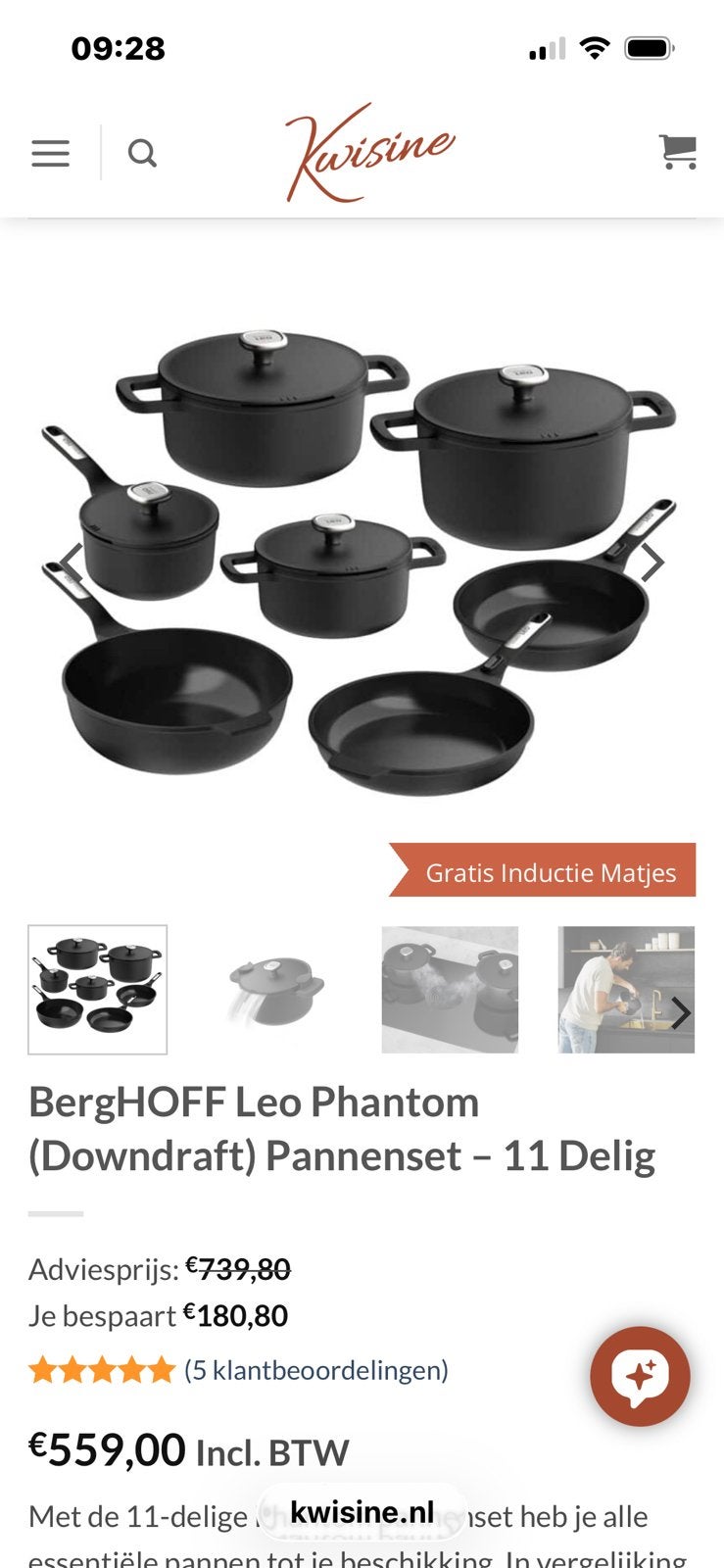 BergHOFF Leo Phantom (Downdraft) Pannenset – 11 Delig, Ophalen of Verzenden, Zo goed als nieuw, Rvs, Pannenset