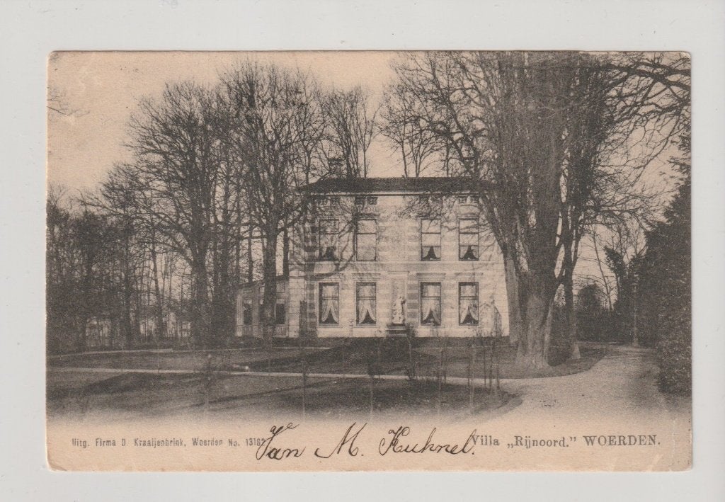 Woerden - Villa Rijnoord 1905 * Oostdam * Kraaijenbrink, Ophalen of Verzenden, Voor 1920, Gelopen, Utrecht