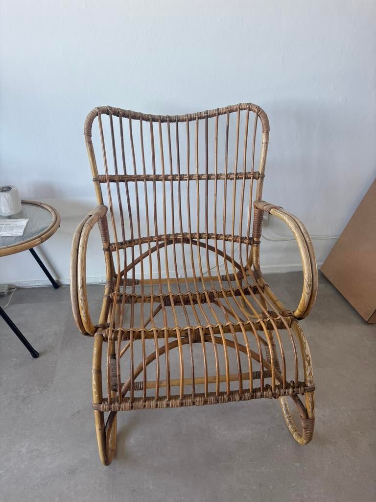 Rotan fauteuil / stoel, Ophalen, Gebruikt, Riet of Rotan, 50 tot 75 cm