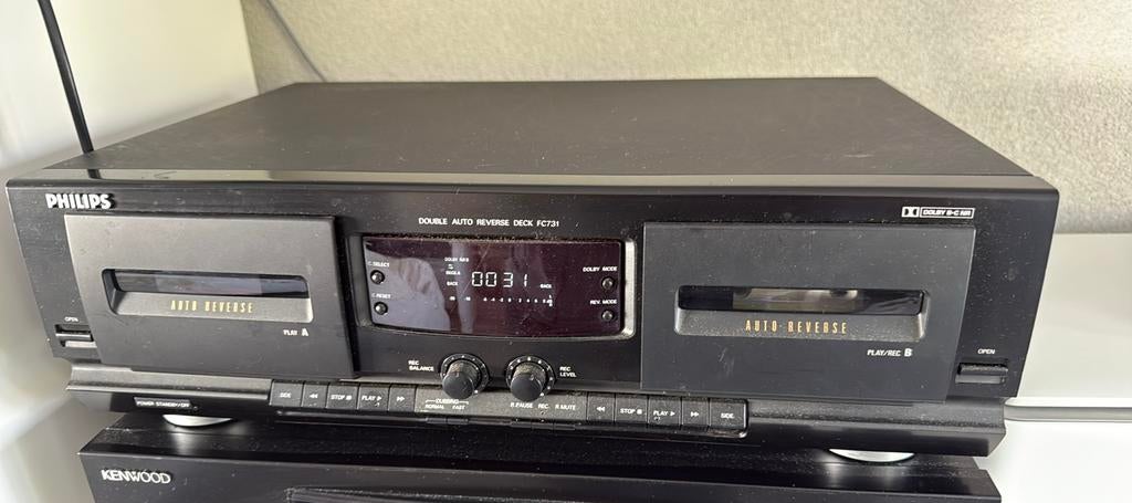 Philips FC732 dubbel cassettedeck, Ophalen of Verzenden, Philips, Tiptoetsen