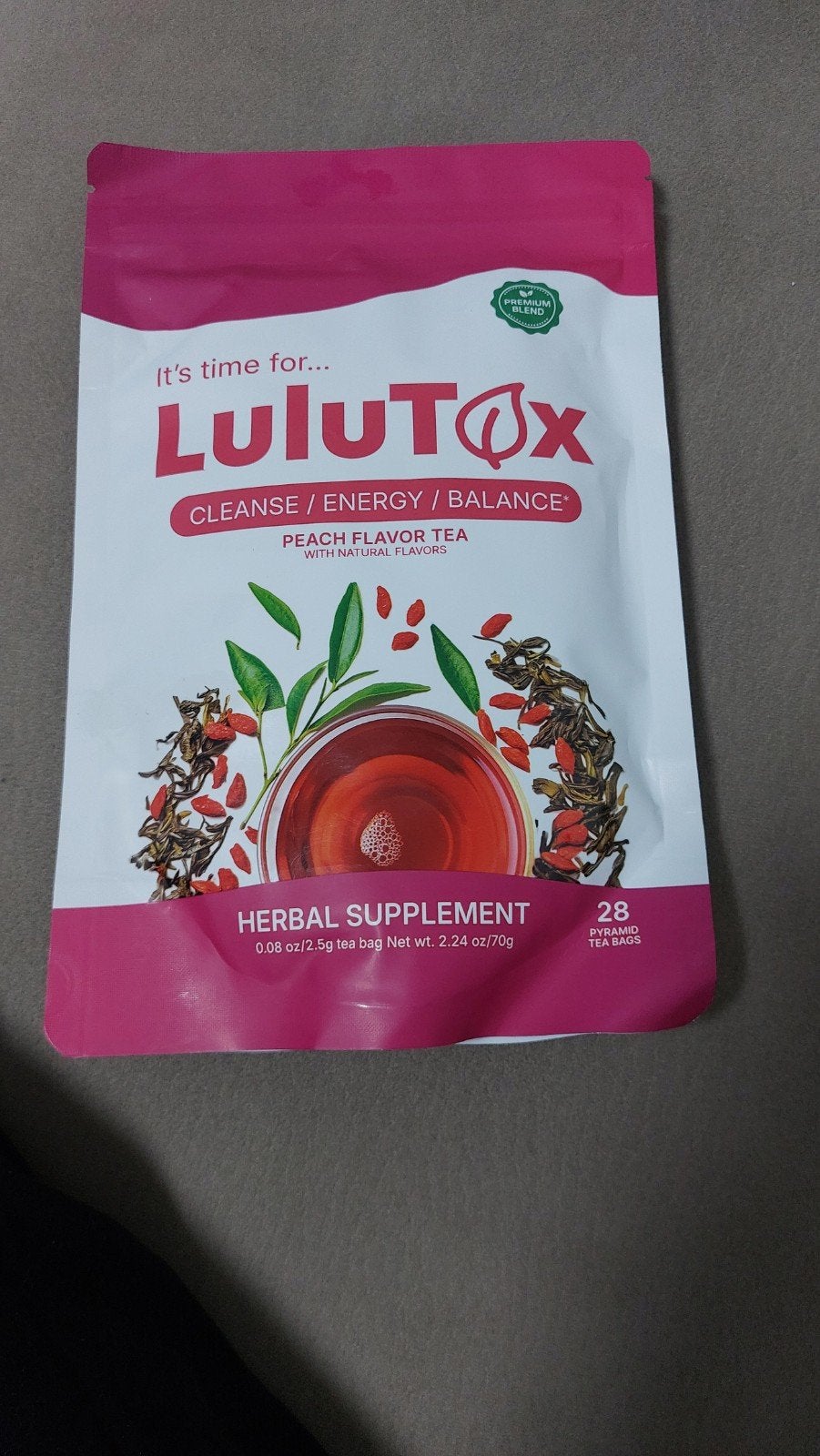 LuluTox Detox Thee - Perzik Smaak - 28 Zakjes, Ophalen of Verzenden
