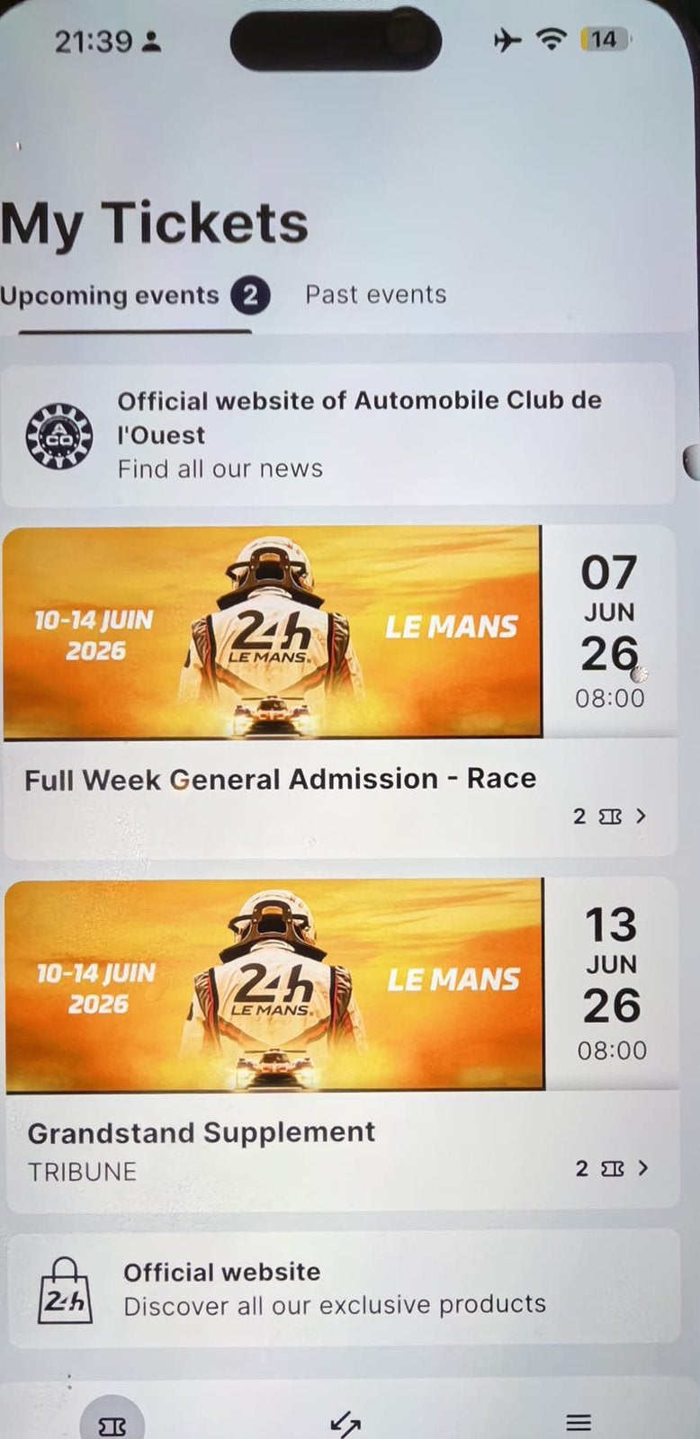 2 tickets to Le Mans 24 h France, Twee personen, Overige soorten