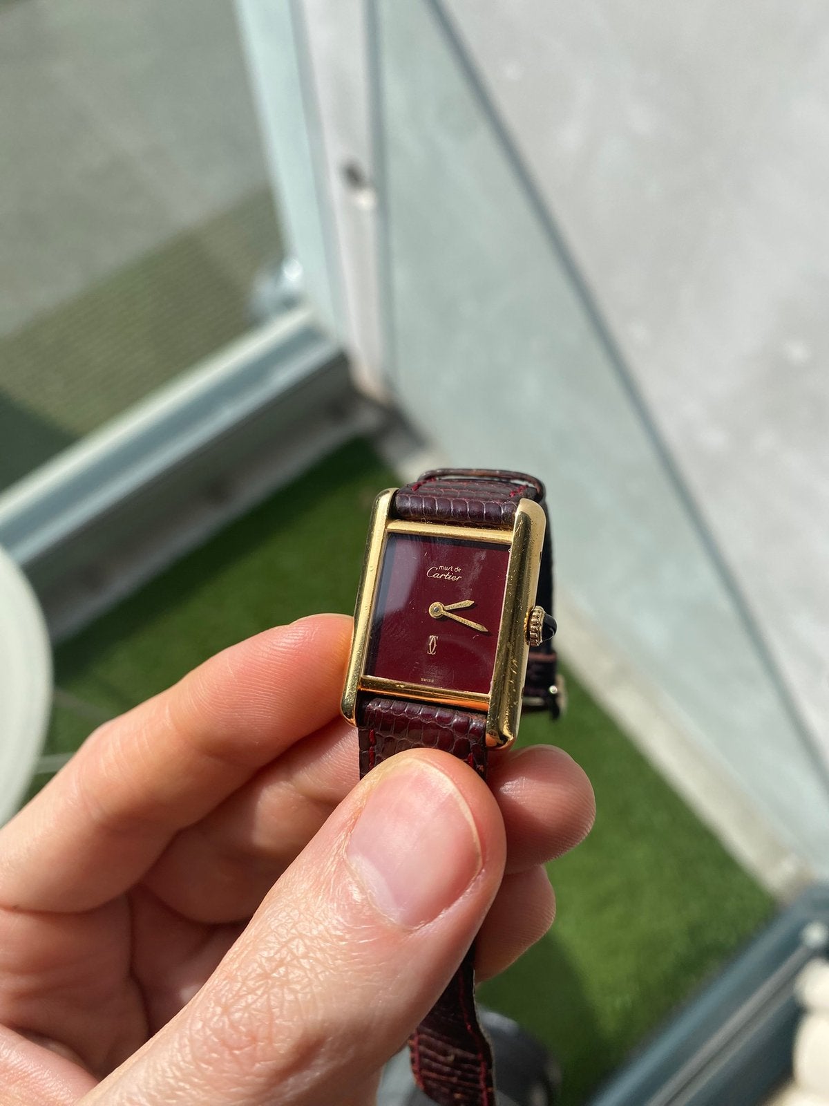Must De Cartier Tank, Bordeaux, Calibre 78-1, Ophalen of Verzenden, Zilver, Overige merken, 1960 of later