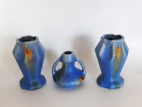 Art Deco Thulin aardewerk – Set van 3 Druipglazuur vazen, Ophalen