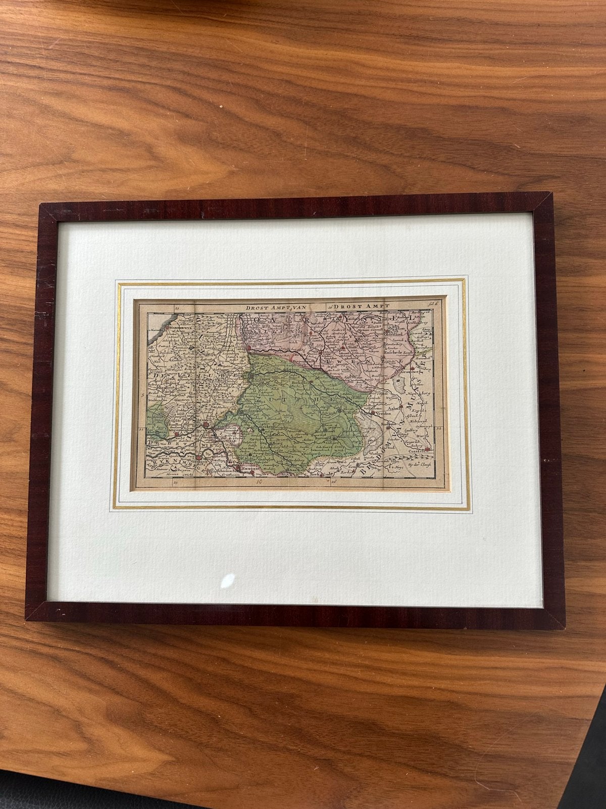 Oude ingelijste kaart van Zutphen - Historische landkaart, Voor 1800, Landkaart, Nederland, Ophalen