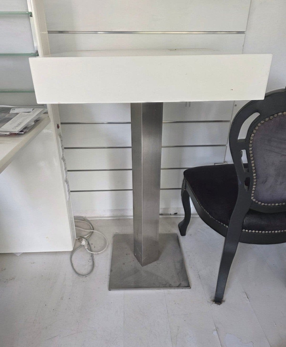 bartafel bar tafel rvs poot wit dik blad, Ophalen