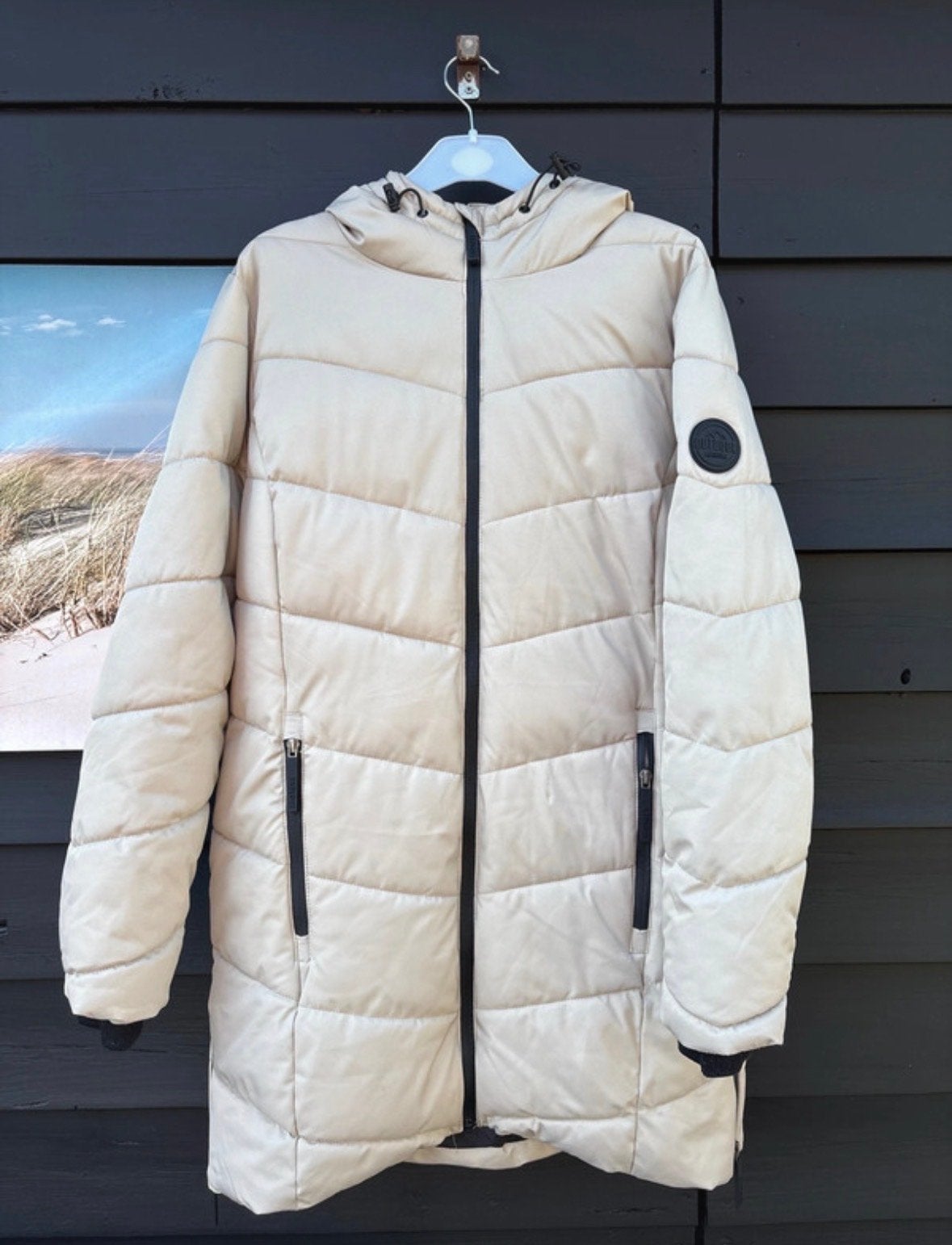 Pescara lange winterjas maat M, Ophalen of Verzenden, Zo goed als nieuw, Maat 38/40 (M), Beige