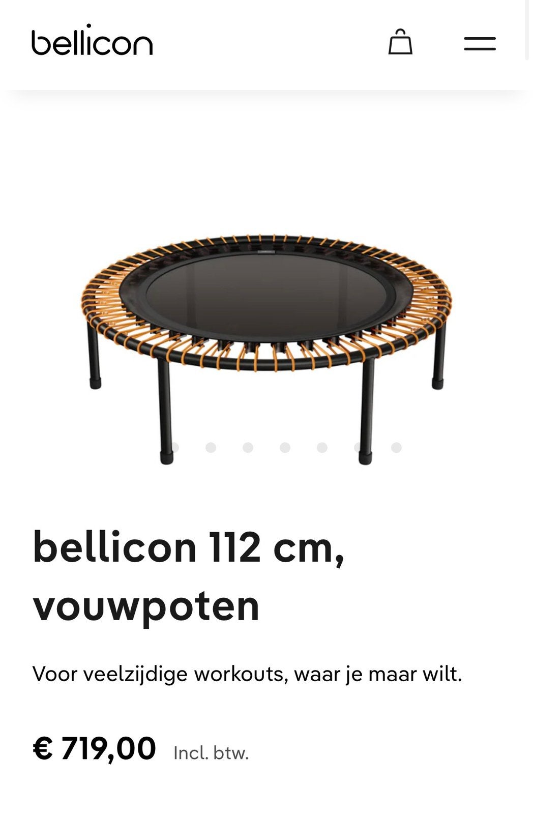 Bellicon trampoline 125cm - Oranje - Crossfit, Sport en Fitness, Fitnessmaterialen, Ophalen, Nieuw, Fitnessmat