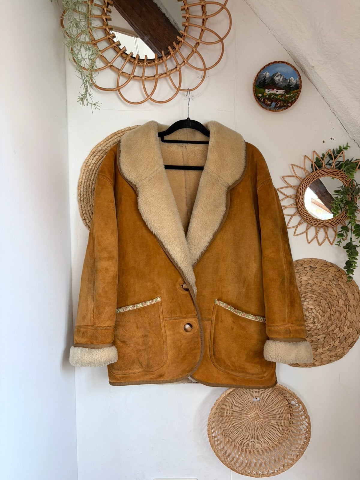 Vintage lammy shearling afghaanse winter jas, Ophalen of Verzenden, Gedragen, Maat 46/48 (XL) of groter, Bruin