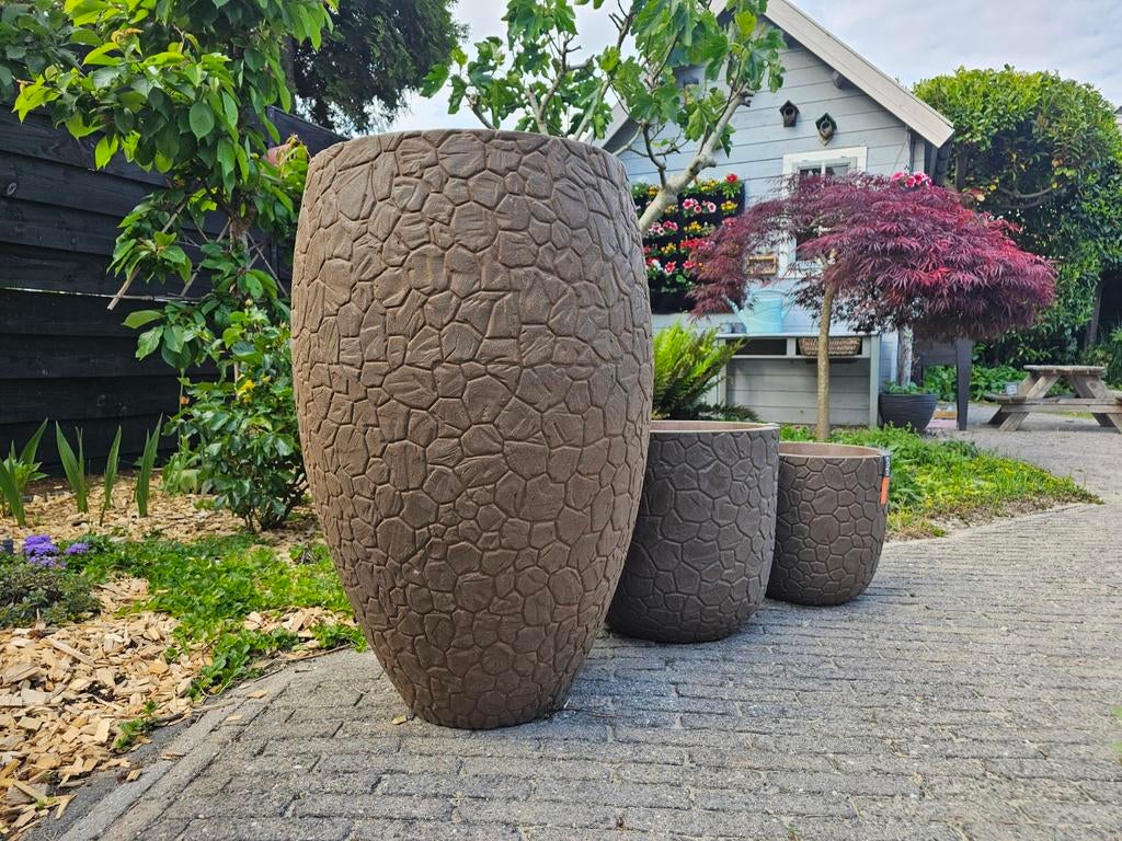 Prachtige set nieuwe grote Capi bloempotten (3 maten), Tuin en Terras, Bloempotten, Ophalen, Kunststof, 40 cm of meer, Rond