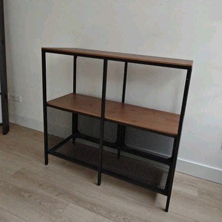 Titel: IKEA FJÄLLBO stellingkast 100x95 cm – zwart metaal &, Huis en Inrichting, Ophalen, Zo goed als nieuw