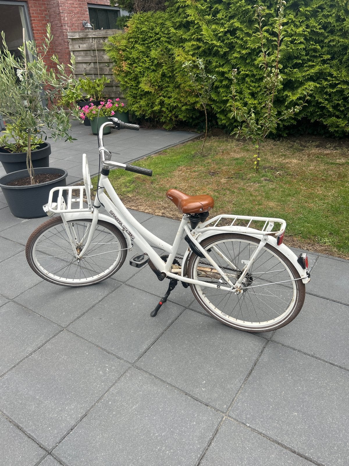Sparta Pick-Up Damesfiets - Wit met bruin zadel, Terugtraprem, Sparta, Versnellingen, Ophalen of Verzenden